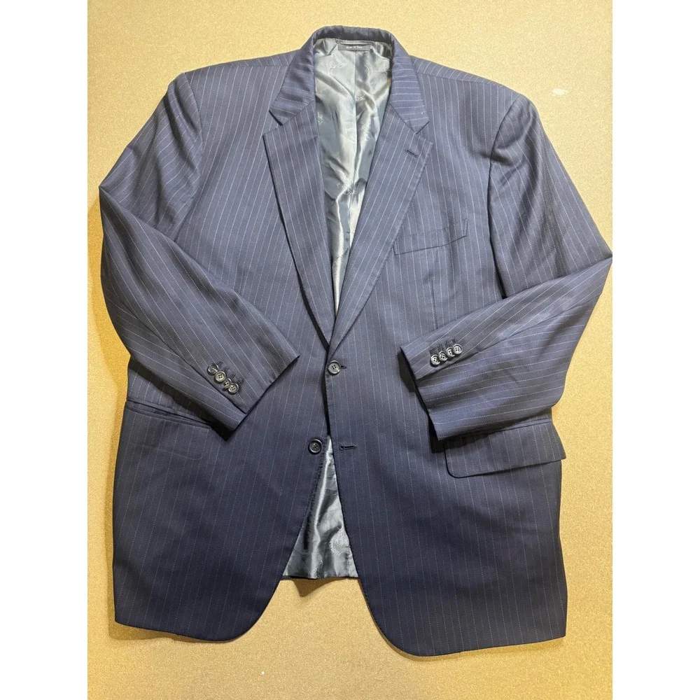 Brioni Neiman Marcus Navy Pinstripe Wool Suit Blazer Jacket Made in Italy $500‎